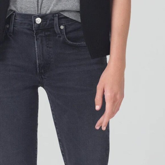 Citizens of Humanity 33 NWT Ella Mid Rise Slim Crop Jeans Black Film Noir - Picture 4 of 6